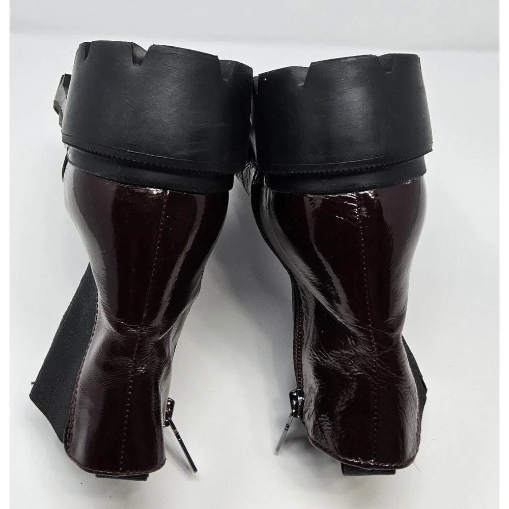 Blondo Cayla Boots Womens 8.5 Waterproof Chelsea Leather Patent Ankle Brown‎